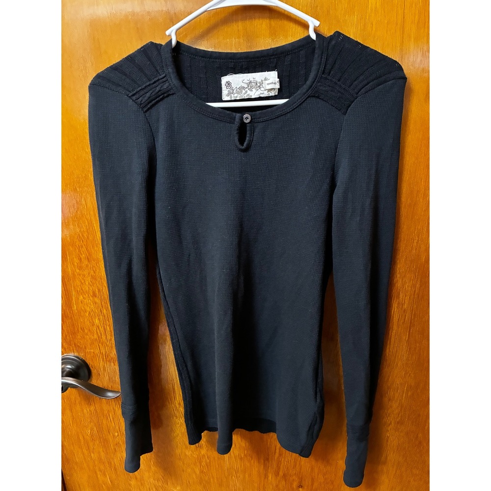 Aventura Long Sleeve Top Womens Small Black Organic Cotton Ribbed Gorpcore